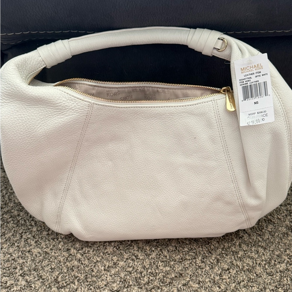 MICHAEL Michael Kors White Leather Hobo Bag